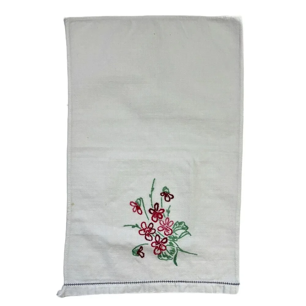 Vintage Cottage Embroidered Fingertip Guest Towels Shabby Decor Floral Feminine